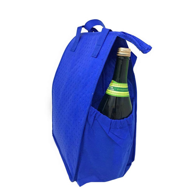 ProEquip Thermo Tote Insulated Lunch Bag Wine Cooler Tote Bag Reusable Tall Water Bottle Carrier For Adults Men Women (Pack of 2 for Price of 1 - Royal & Black - ST3091) - Image 4